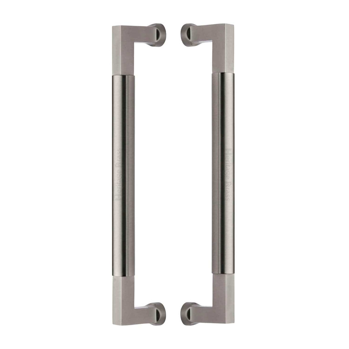 Heritage Brass Door Furniture Satin Nickel / Back to Back Fixing Pack Heritage Brass - Door Pull Handle Bauhaus Design 330mm Satin Nickel Finish