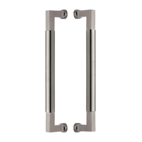 Heritage Brass Door Furniture Satin Nickel / Back to Back Fixing Pack Heritage Brass - Door Pull Handle Bauhaus Design 330mm Satin Nickel Finish
