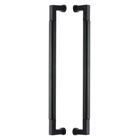 Heritage Brass Door Furniture Matt Black / Back to Back Fixing Pack Heritage Brass - Door Pull Handle Bauhaus Design 483mm Matt Black Finish