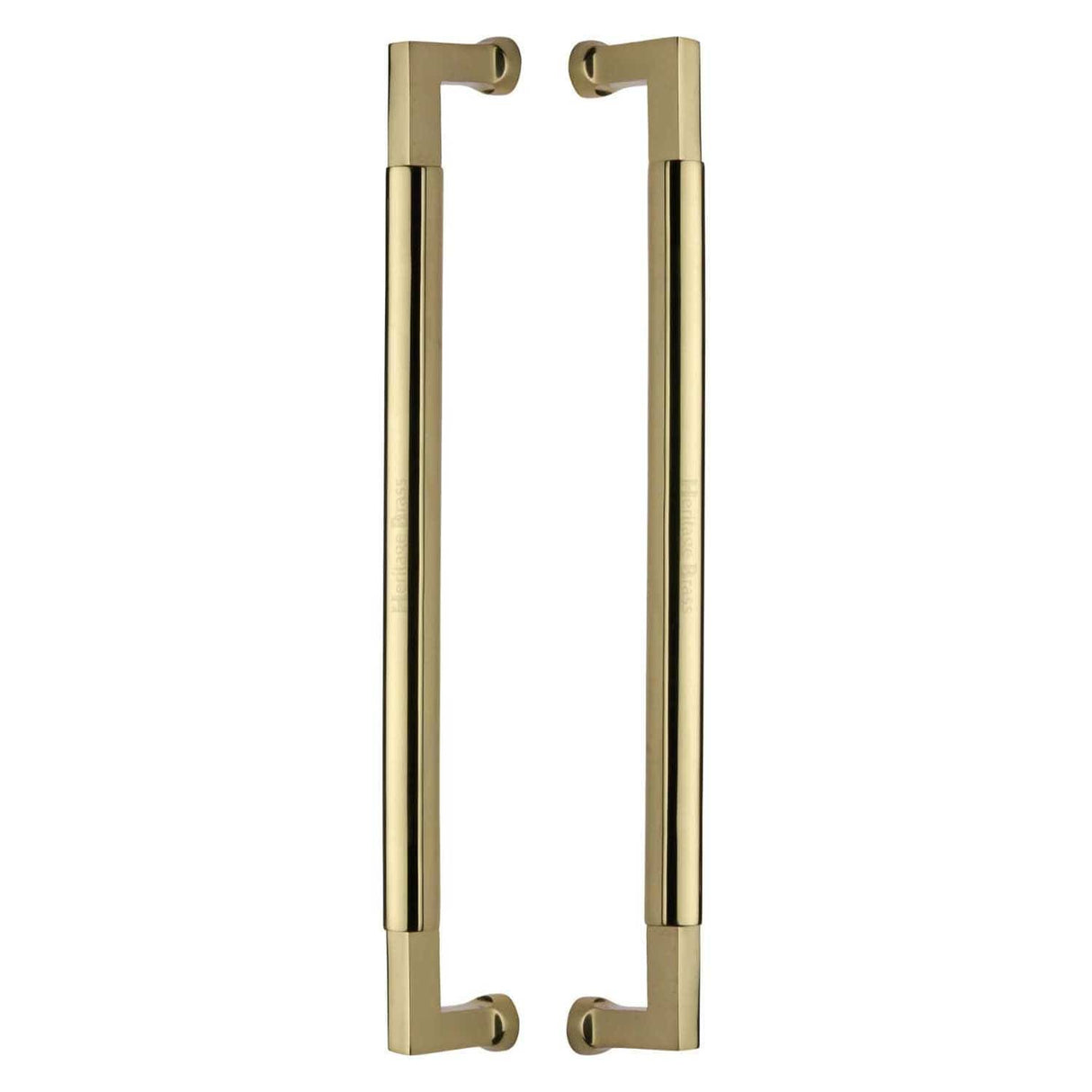 Heritage Brass Door Furniture Polished Brass / Back to Back Fixing Pack Heritage Brass - Door Pull Handle Bauhaus Design 483mm Polished Brass Finish