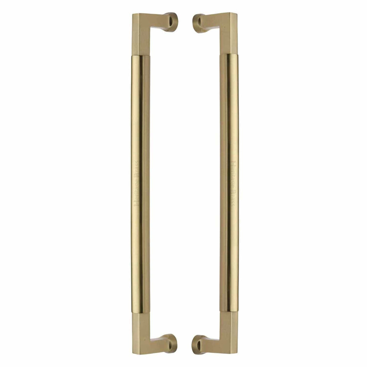 Heritage Brass Door Furniture Satin Brass / Back to Back Fixing Pack Heritage Brass - Door Pull Handle Bauhaus Design 483mm Satin Brass Finish