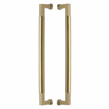 Heritage Brass Door Furniture Satin Brass / Back to Back Fixing Pack Heritage Brass - Door Pull Handle Bauhaus Design 483mm Satin Brass Finish