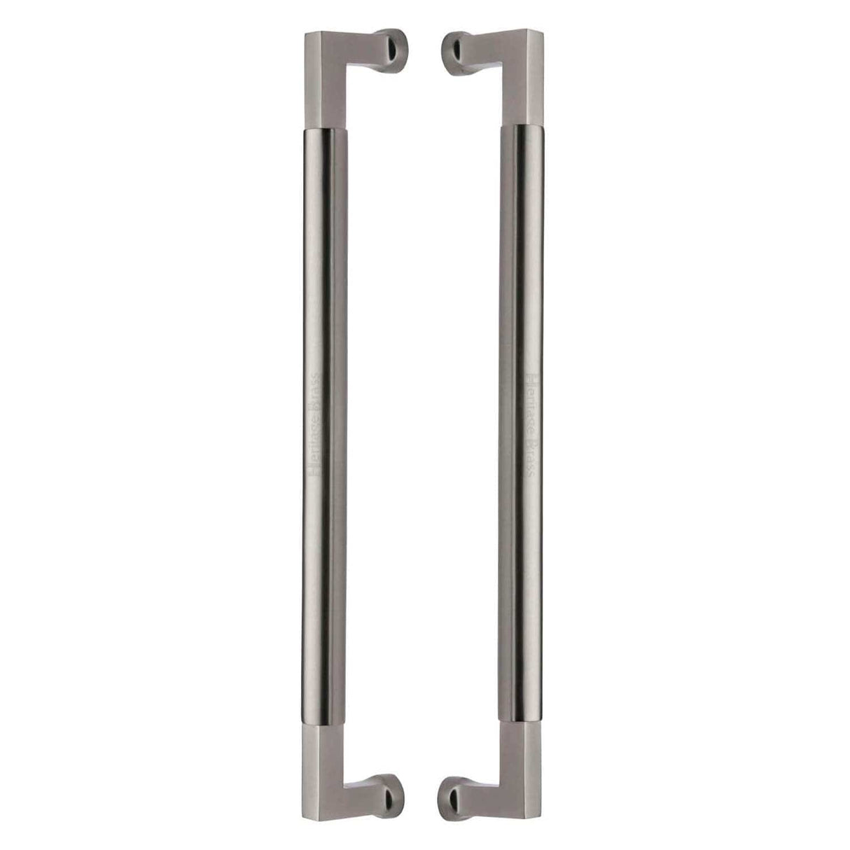 Heritage Brass Door Furniture Satin Nickel / Back to Back Fixing Pack Heritage Brass - Door Pull Handle Bauhaus Design 483mm Satin Nickel Finish
