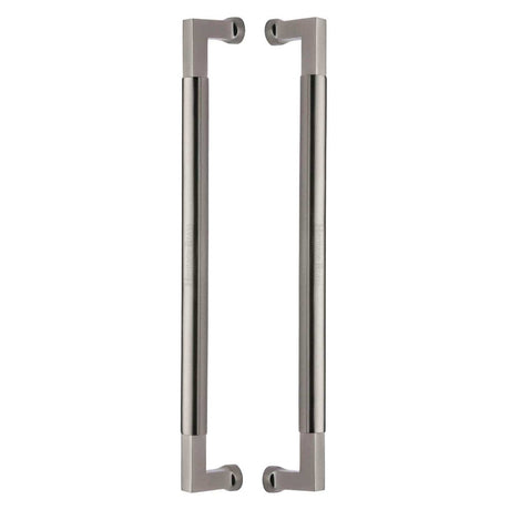 Heritage Brass Door Furniture Satin Nickel / Back to Back Fixing Pack Heritage Brass - Door Pull Handle Bauhaus Design 483mm Satin Nickel Finish