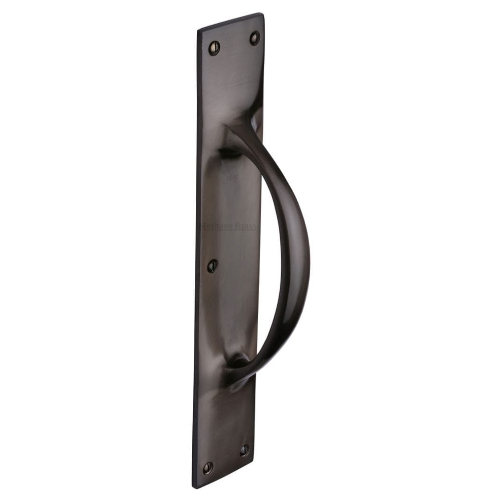 Heritage Brass Door Furniture Matt Bronze / Pull Handle (Backplate) Heritage Brass - Door Pull Handle on Plate Matt Bronze Finish
