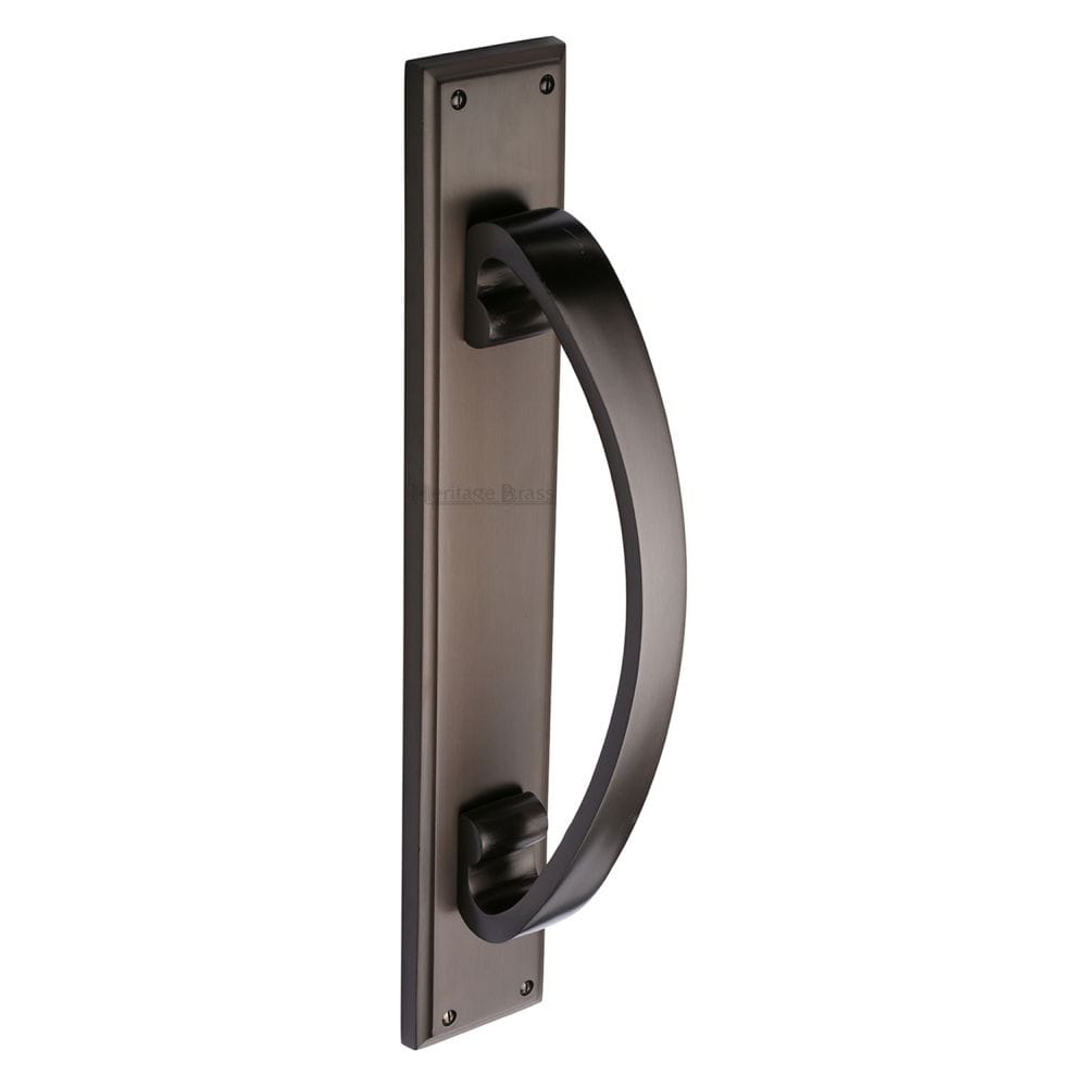 Heritage Brass Door Furniture Matt Bronze / Pull Handle (Backplate) Heritage Brass - Door Pull Handle on Plate Matt Bronze Finish