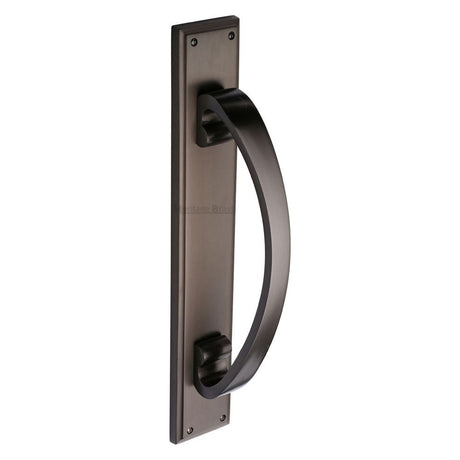 Heritage Brass Door Furniture Matt Bronze / Pull Handle (Backplate) Heritage Brass - Door Pull Handle on Plate Matt Bronze Finish