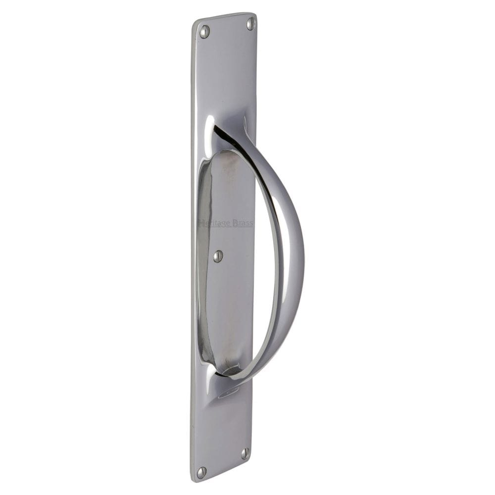 Heritage Brass Door Furniture Polished Chrome / Pull Handle (Backplate) Heritage Brass - Door Pull Handle on Plate Polished Chrome Finish