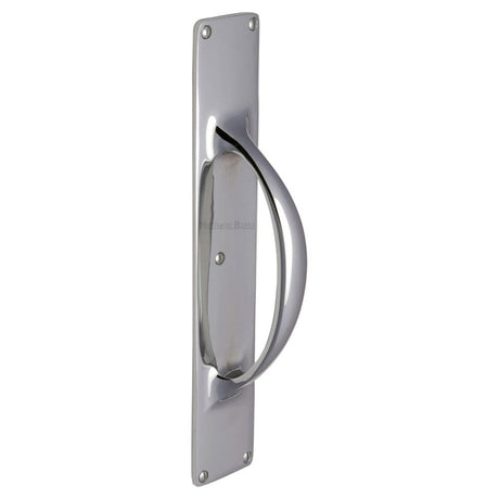 Heritage Brass Door Furniture Polished Chrome / Pull Handle (Backplate) Heritage Brass - Door Pull Handle on Plate Polished Chrome Finish
