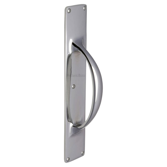 Heritage Brass Door Furniture Polished Chrome / Pull Handle (Backplate) Heritage Brass - Door Pull Handle on Plate Polished Chrome Finish