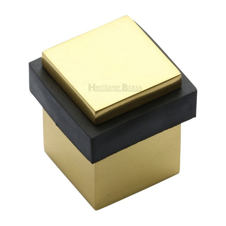 Heritage Brass Door Furniture Polished Brass / Floor Door Stop Heritage Brass - Door Stop Square Floor Mounted Design Polished Brass Finish