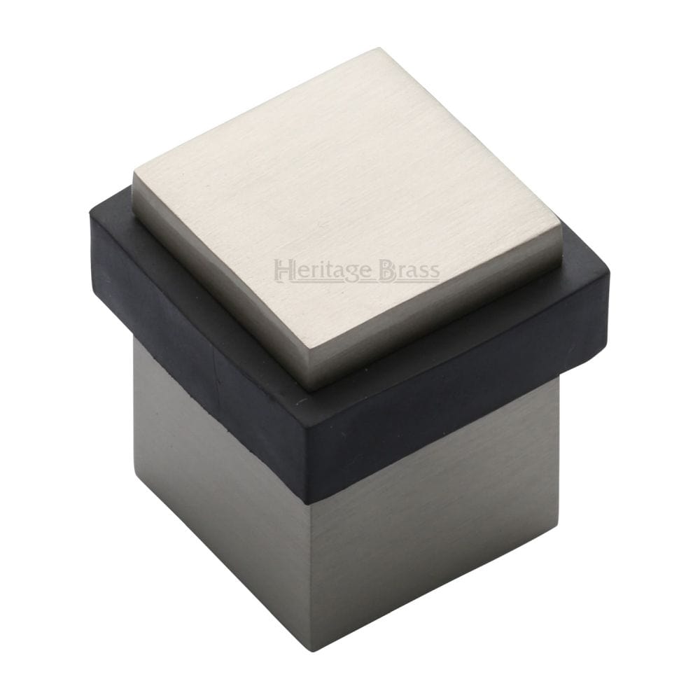 Heritage Brass Door Furniture Satin Nickel / Floor Door Stop Heritage Brass - Door Stop Square Floor Mounted Design Satin Nickel Finish