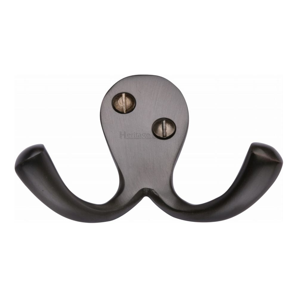 Heritage Brass Accessories Matt Bronze / Double Coat Hooks Heritage Brass - Double Coat Hook Matt Bronze Finish