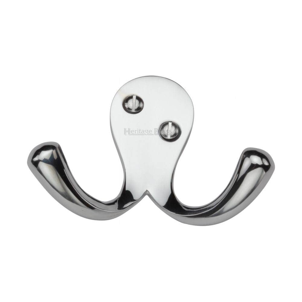 Heritage Brass Accessories Polished Chrome / Double Coat Hooks Heritage Brass - Double Coat Hook Polished Chrome Finish
