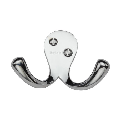 Heritage Brass Accessories Polished Chrome / Double Coat Hooks Heritage Brass - Double Coat Hook Polished Chrome Finish