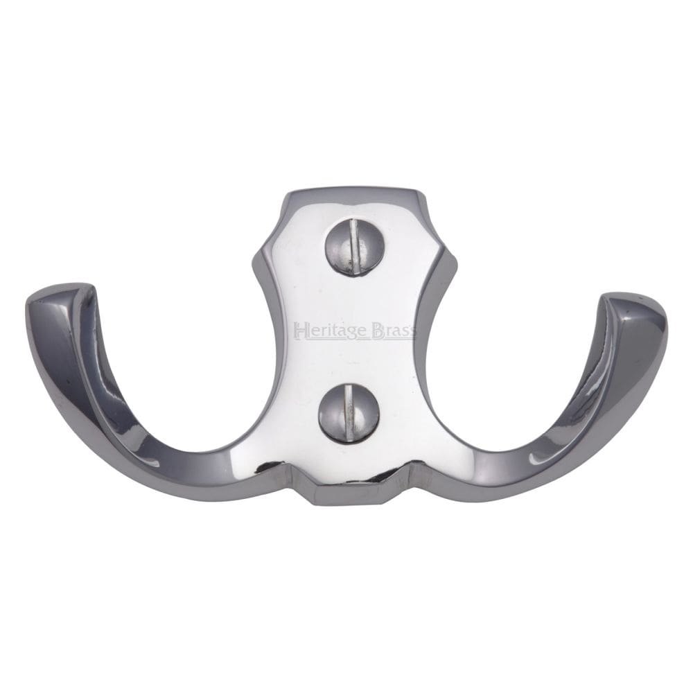 Heritage Brass Accessories Polished Chrome / Double Coat Hooks Heritage Brass - Double Coat Hook Polished Chrome Finish