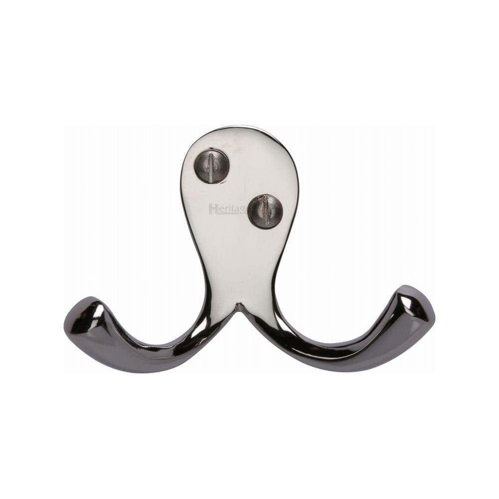 Heritage Brass Accessories Polished Nickel / Double Coat Hooks Heritage Brass - Double Coat Hook Polished Nickel Finish