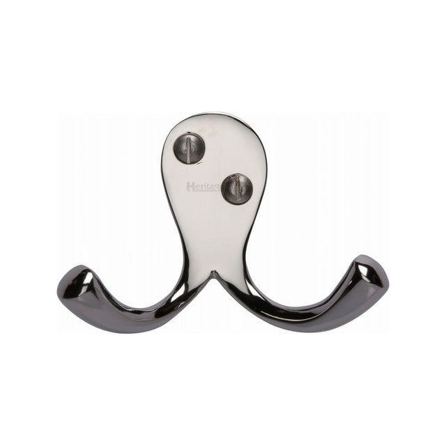 Heritage Brass Accessories Polished Nickel / Double Coat Hooks Heritage Brass - Double Coat Hook Polished Nickel Finish