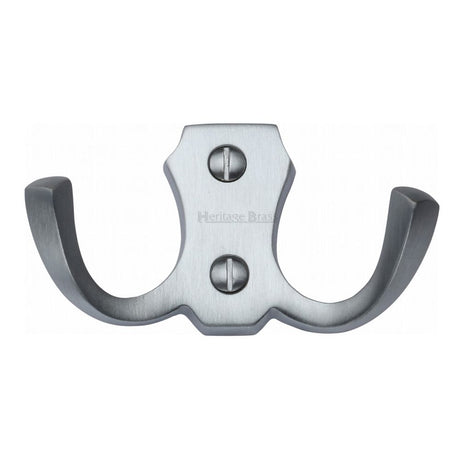 Heritage Brass Accessories Satin Chrome / Double Coat Hooks Heritage Brass - Double Coat Hook Satin Chrome Finish