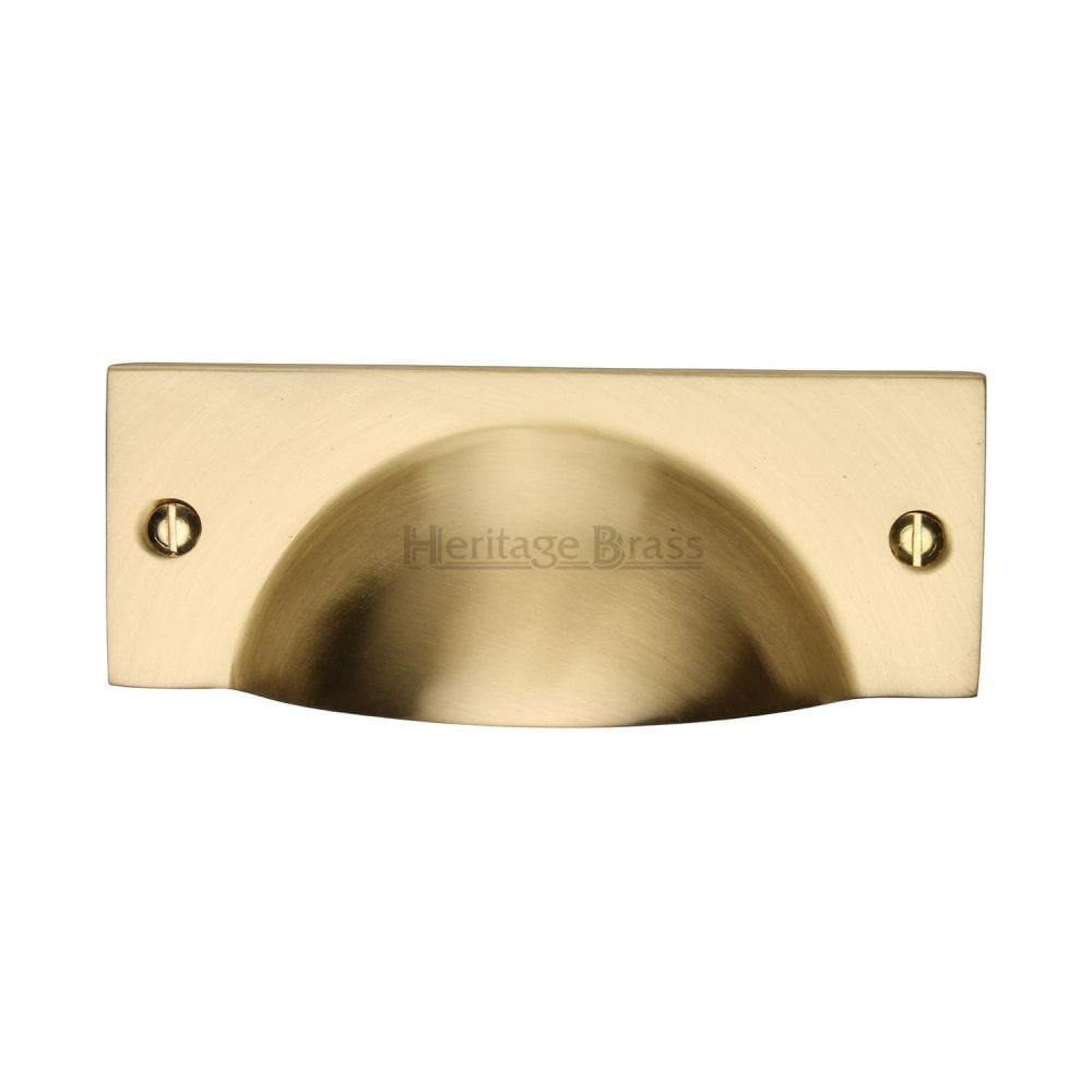 Heritage Brass Cabinet Hardware Satin Brass / Cabinet Cup Pulls Heritage Brass - Drawer Cup Pull Cheshire Design Satin Brass Finish