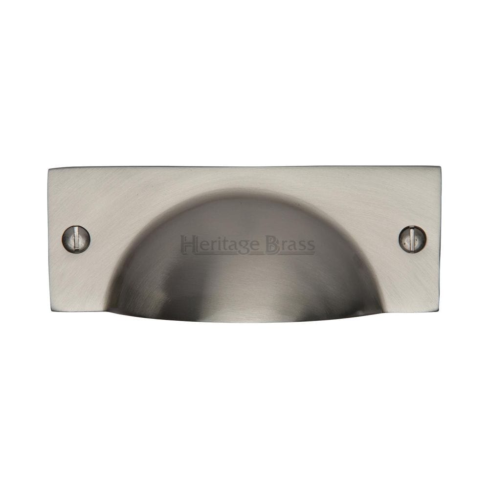 Heritage Brass Cabinet Hardware Satin Nickel / Cabinet Cup Pulls Heritage Brass - Drawer Cup Pull Cheshire Design Satin Nickel Finish