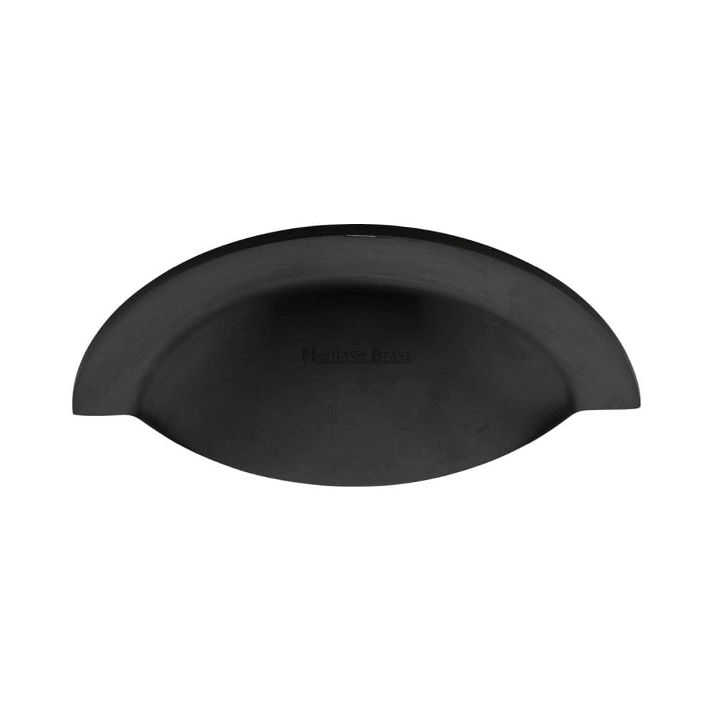 Heritage Brass Cabinet Hardware Matt Black / Cabinet Cup Pulls / 57mm c/c Heritage Brass - Drawer Cup Pull Crescent Design Matt Black Finish