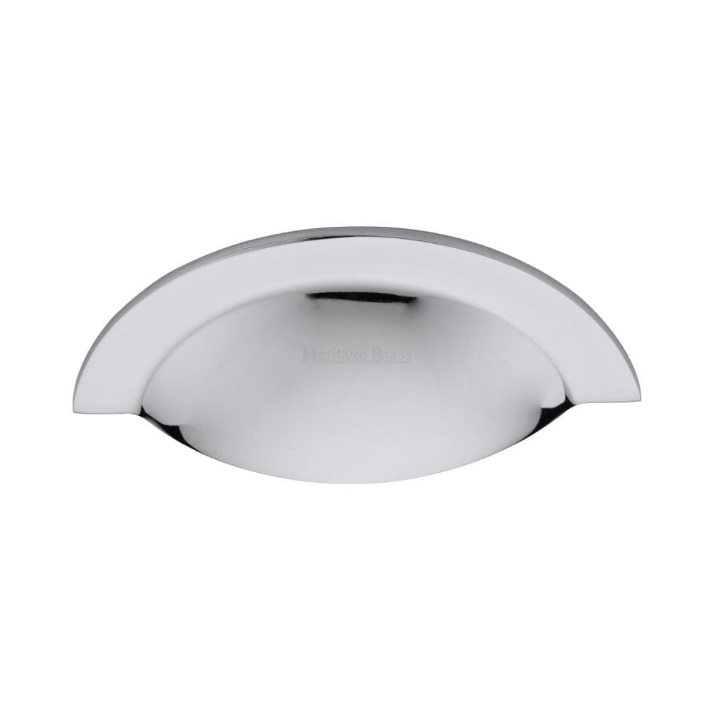 Heritage Brass Cabinet Hardware Polished Chrome / Cabinet Cup Pulls / 57mm c/c Heritage Brass - Drawer Cup Pull Crescent Design Polished Chrome Finish