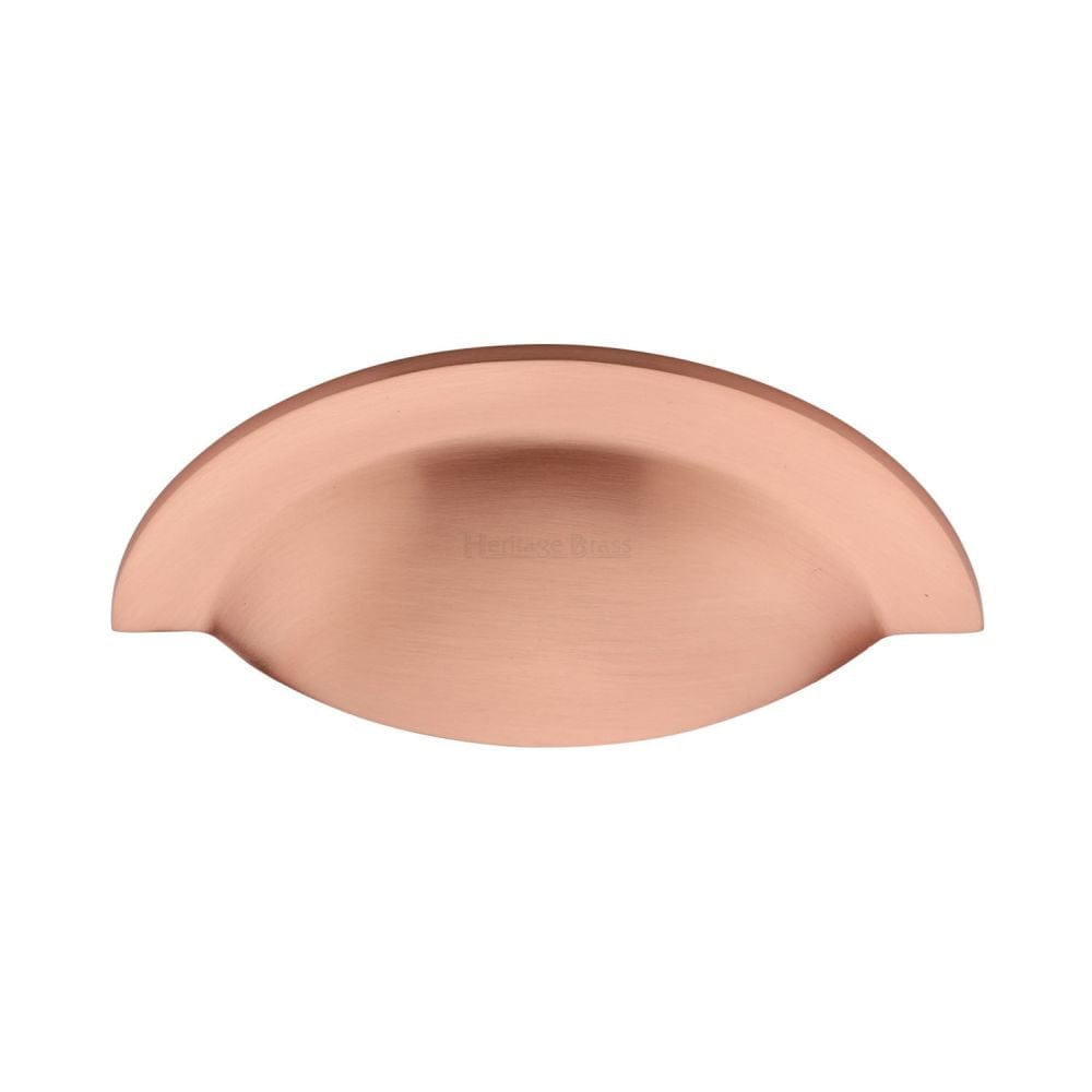 Heritage Brass Cabinet Hardware Satin Rose Gold / Cabinet Cup Pulls / 57mm c/c Heritage Brass - Drawer Cup Pull Crescent Design Satin Rose Gold Finish