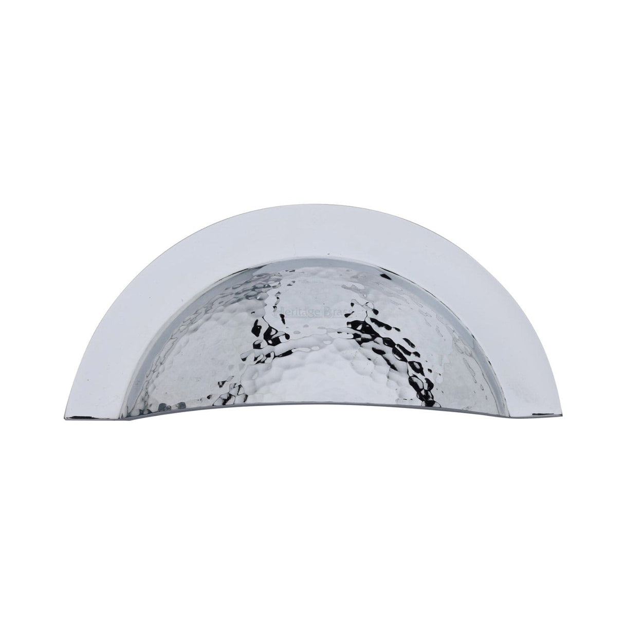 Heritage Brass Cabinet Hardware Polished Chrome / Cabinet Cup Pulls / 57mm c/c Heritage Brass - Drawer Cup Pull Crescent Hammered Design Polished Chrome finish