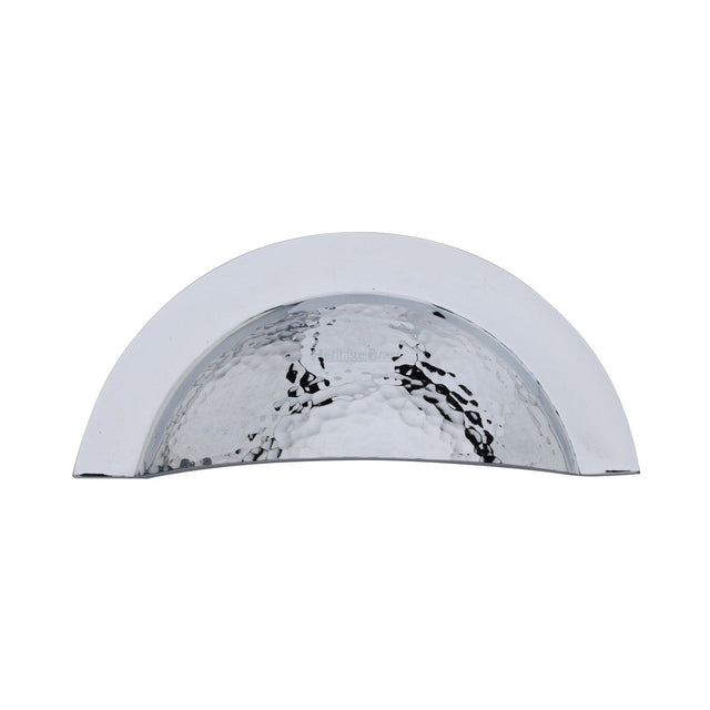 Heritage Brass Cabinet Hardware Polished Chrome / Cabinet Cup Pulls / 57mm c/c Heritage Brass - Drawer Cup Pull Crescent Hammered Design Polished Chrome finish