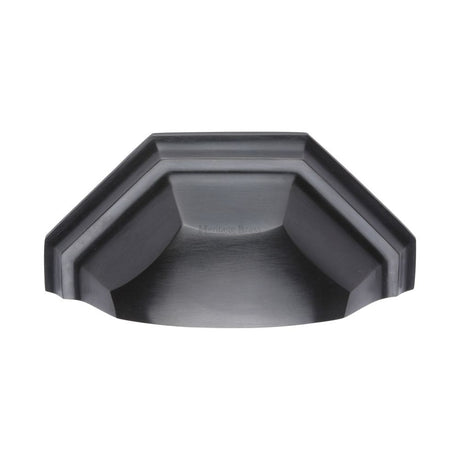 Heritage Brass Cabinet Hardware Matt Black / Cabinet Cup Pulls / 89mm c/c Heritage Brass - Drawer Cup Pull Deco Design 89mm CTC Matt Black Finish