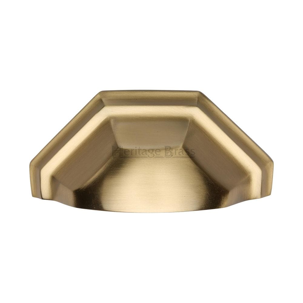 Heritage Brass Cabinet Hardware Satin Brass / Cabinet Cup Pulls / 89mm c/c Heritage Brass - Drawer Cup Pull Deco Design 89mm CTC Satin Brass Finish