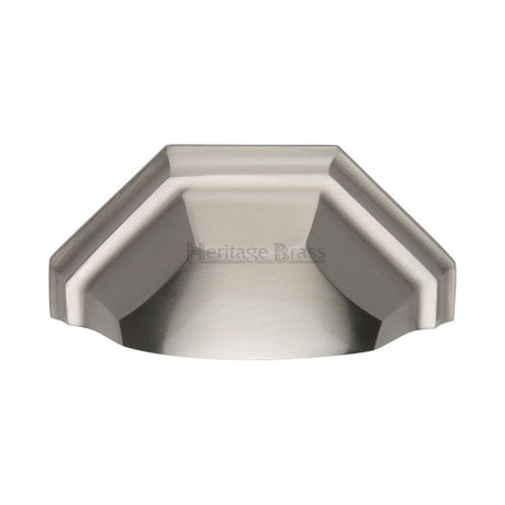 Heritage Brass Cabinet Hardware Satin Nickel / Cabinet Cup Pulls / 89mm c/c Heritage Brass - Drawer Cup Pull Deco Design 89mm CTC Satin Nickel Finish