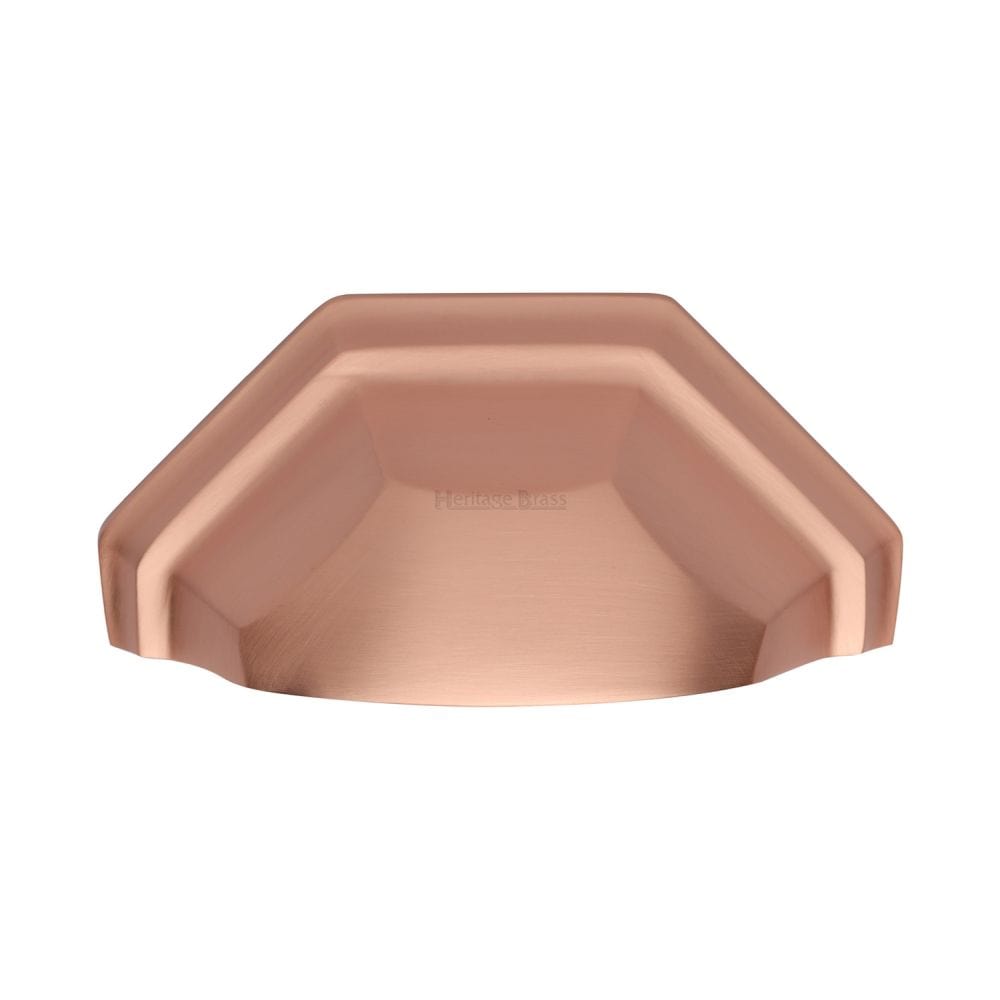 Heritage Brass Cabinet Hardware Satin Rose Gold / Cabinet Cup Pulls / 89mm c/c Heritage Brass - Drawer Cup Pull Deco Design 89mm CTC Satin Rose Gold Finish