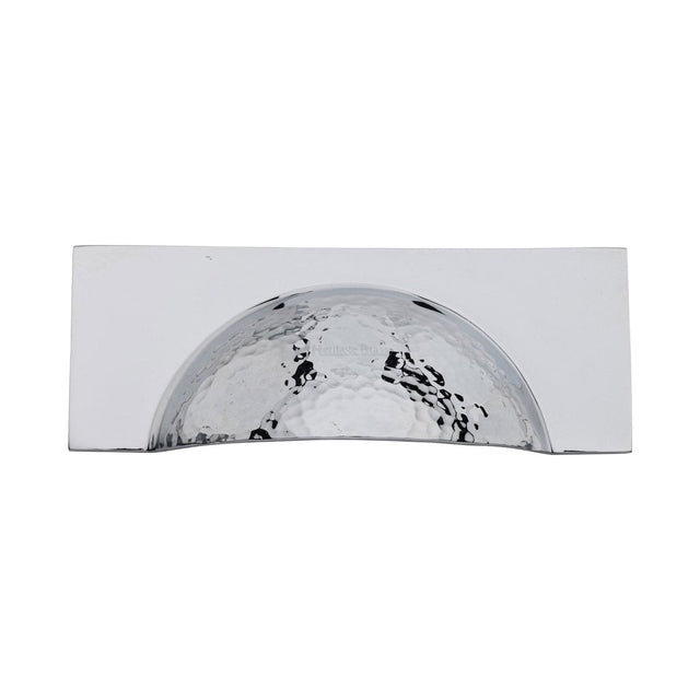Heritage Brass Cabinet Hardware Polished Chrome / Cabinet Cup Pulls / 57mm c/c Heritage Brass - Drawer Cup Pull Hampshire Hammered Design 57mm CTC Polished Chrome Finish