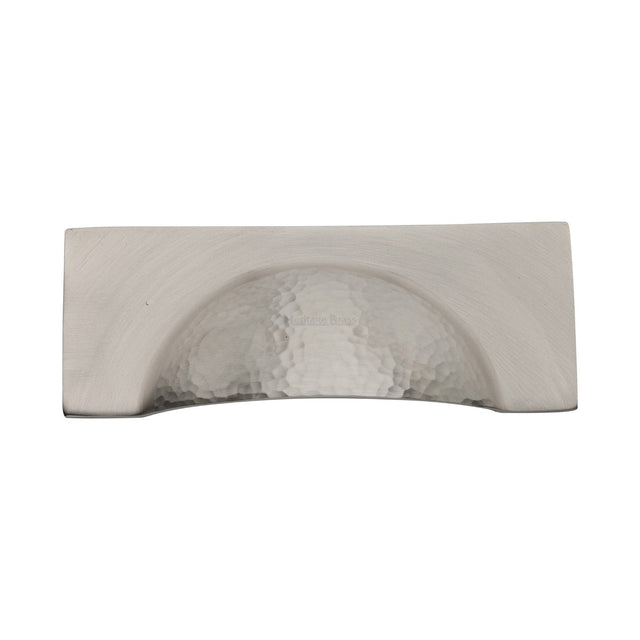 Heritage Brass Cabinet Hardware Satin Nickel / Cabinet Cup Pulls / 57mm c/c Heritage Brass - Drawer Cup Pull Hampshire Hammered Design 57mm CTC Satin Nickel Finish