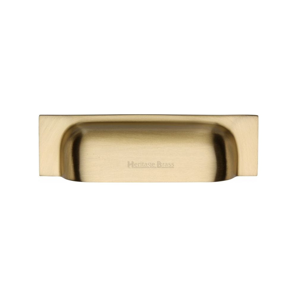 Heritage Brass Cabinet Hardware Satin Brass / Cabinet Cup Pulls / 76 / 96mm c/c Heritage Brass - Drawer Cup Pull Military Design 96mm CTC Satin Brass Finish
