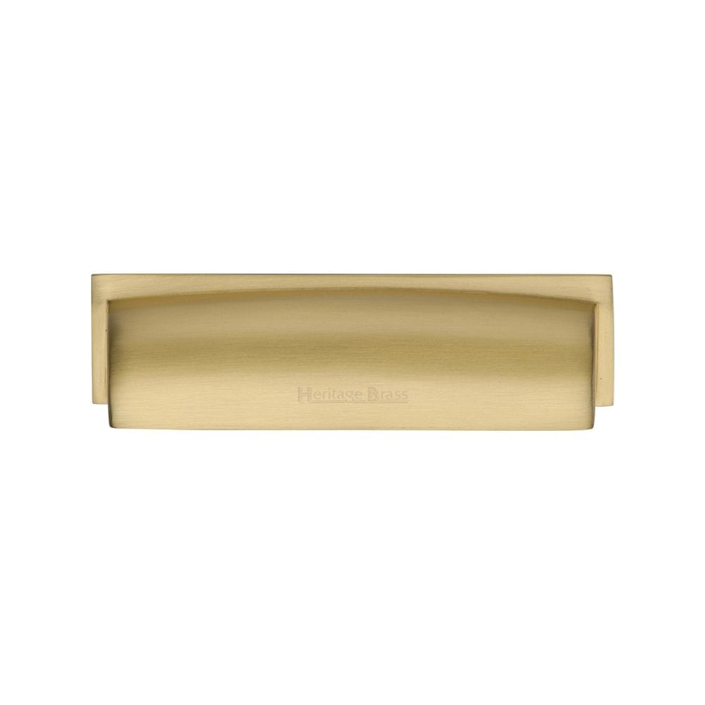 Heritage Brass Cabinet Hardware Satin Brass / Cabinet Cup Pulls / 96mm c/c Heritage Brass - Drawer Cup Pull Shropshire Design 76/96mm CTC Satin Brass Finish