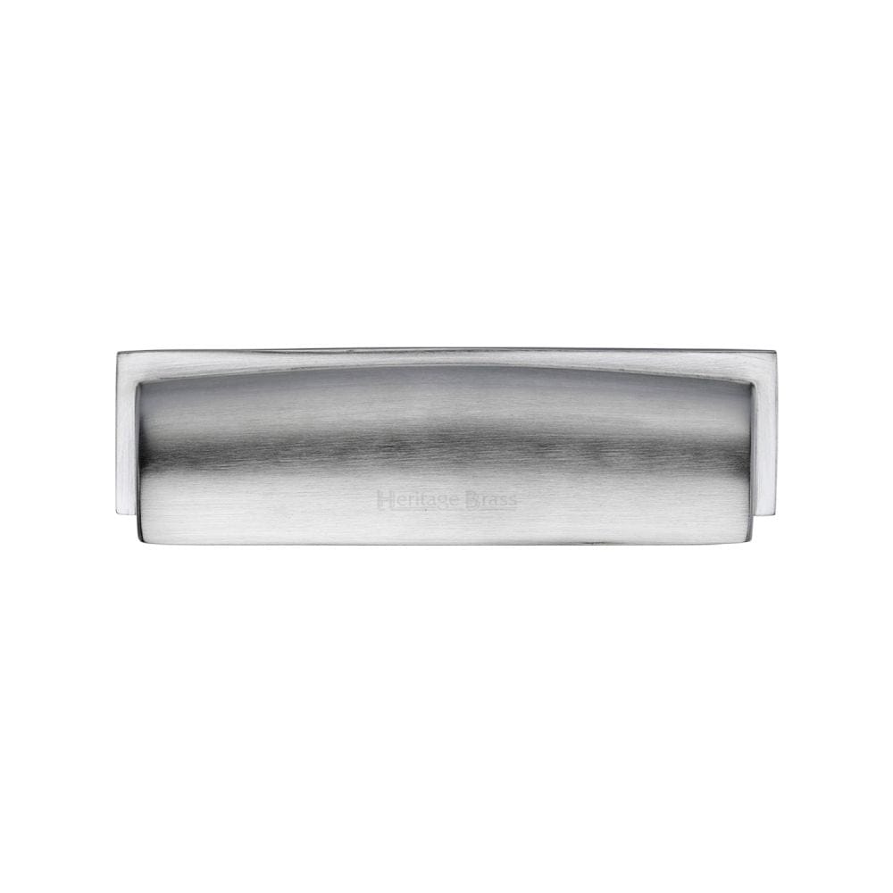 Heritage Brass Cabinet Hardware Satin Chrome / Cabinet Cup Pulls / 96mm c/c Heritage Brass - Drawer Cup Pull Shropshire Design 76/96mm CTC Satin Chrome Finis
