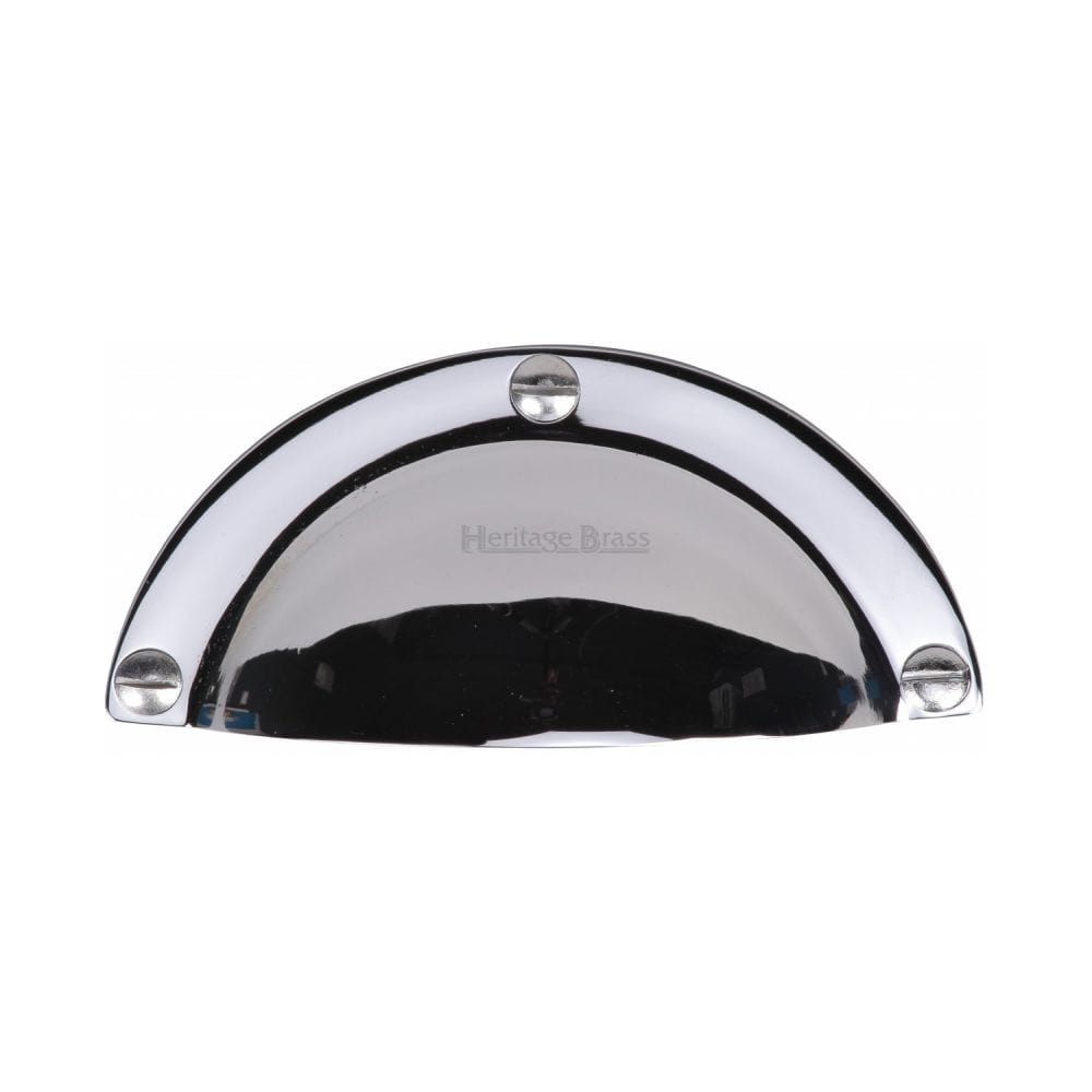 Heritage Brass Cabinet Hardware Polished Chrome / Cabinet Cup Pulls Heritage Brass - Drawer Cup Pull Traditional Design Polished Chrome Finish