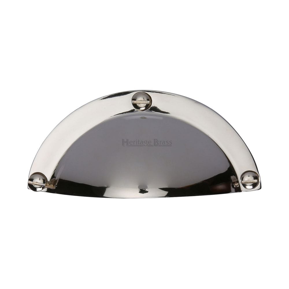 Heritage Brass Cabinet Hardware Polished Nickel / Cabinet Cup Pulls Heritage Brass - Drawer Cup Pull Traditional Design Polished Nickel Finish