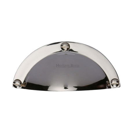 Heritage Brass Cabinet Hardware Polished Nickel / Cabinet Cup Pulls Heritage Brass - Drawer Cup Pull Traditional Design Polished Nickel Finish