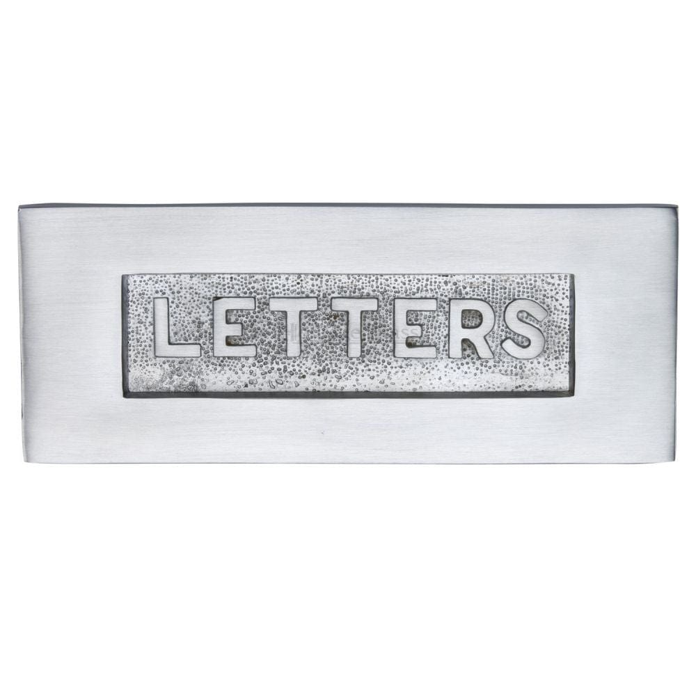 Heritage Brass Door Furniture Satin Chrome / Letter Plates / 254 x 101mm Heritage Brass - Embossed Letterplate 254 x 101mm - Satin Chrome Finish