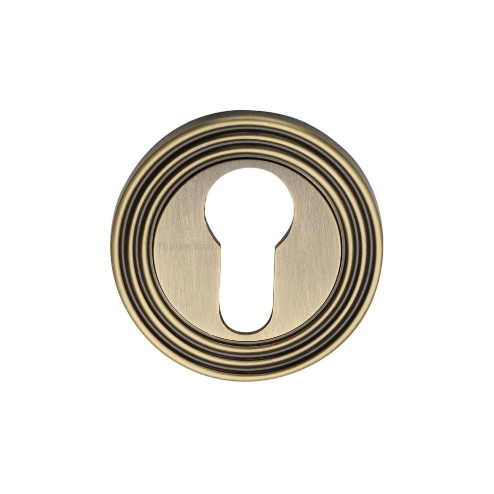 Heritage Brass Door Furniture Antique Brass / Euro Profile Escutcheons Heritage Brass - Euro Profile Cylinder Escutcheon Antique Brass Finish