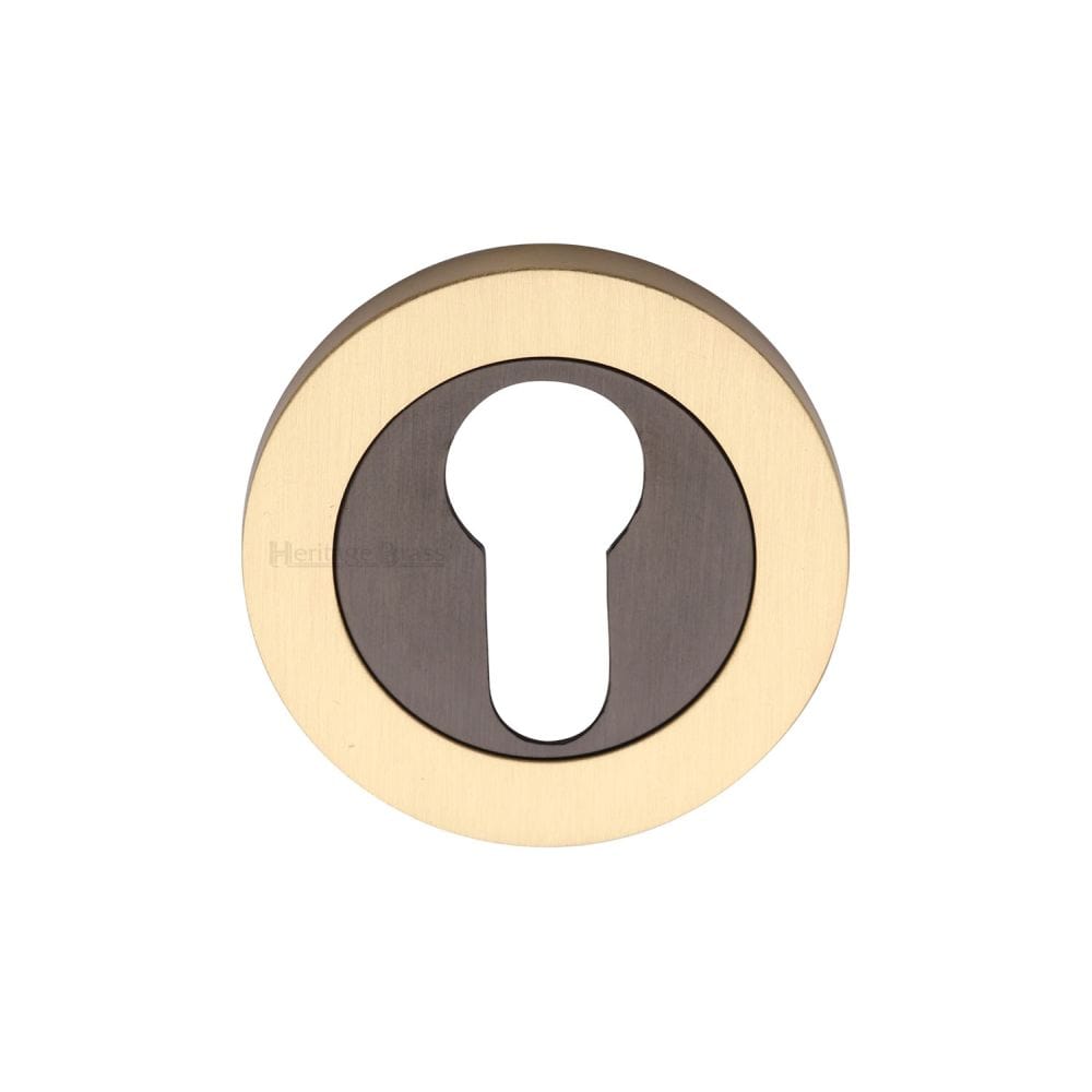 Heritage Brass Door Furniture Matt Bronze/Satin Brass / Euro Profile Escutcheons Heritage Brass - Euro Profile Cylinder Escutcheon Matt Bronze/Satin Brass Finish