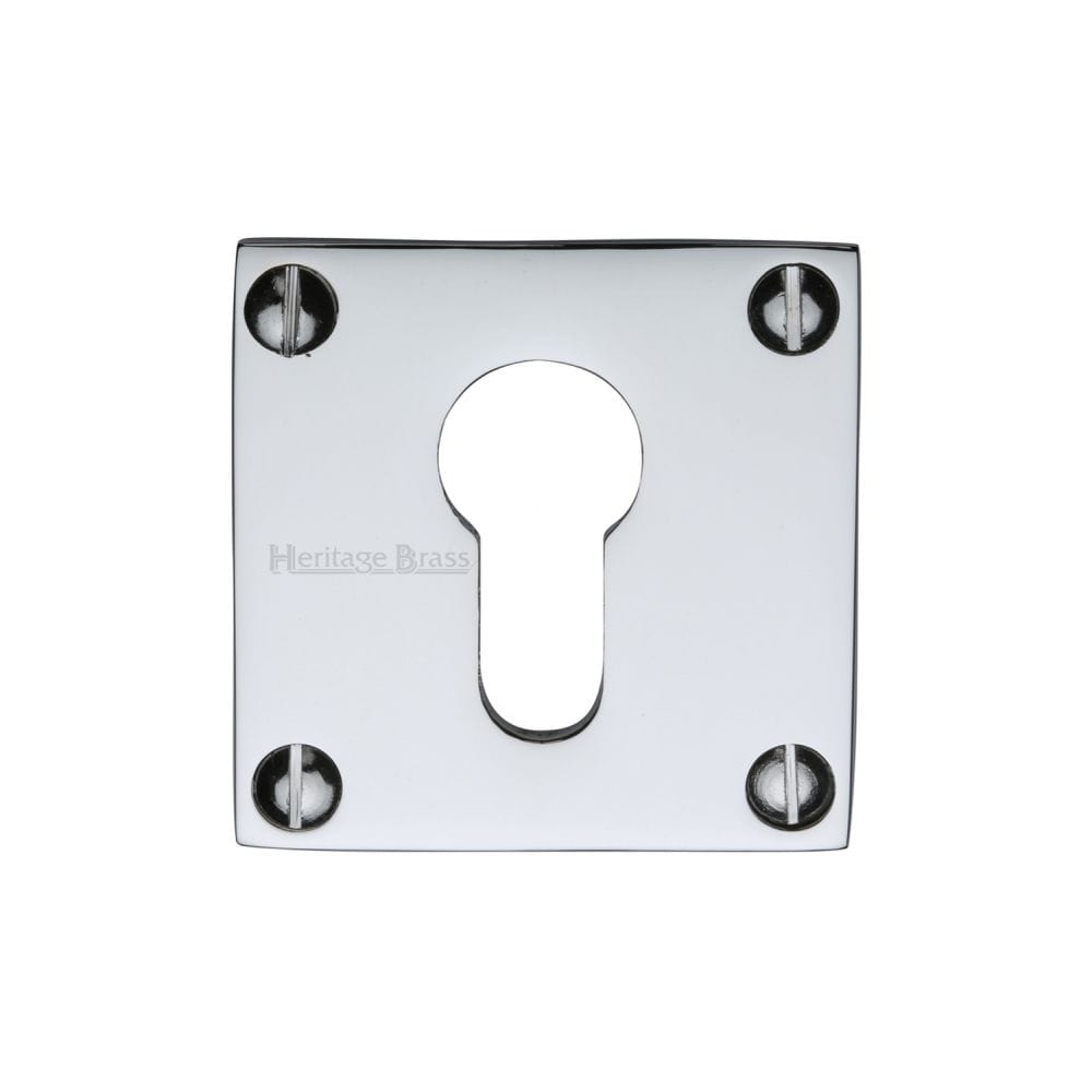 Heritage Brass Door Furniture Polished Chrome / Euro Profile Escutcheons Heritage Brass - Euro Profile Cylinder Escutcheon Polished Chrome Finish