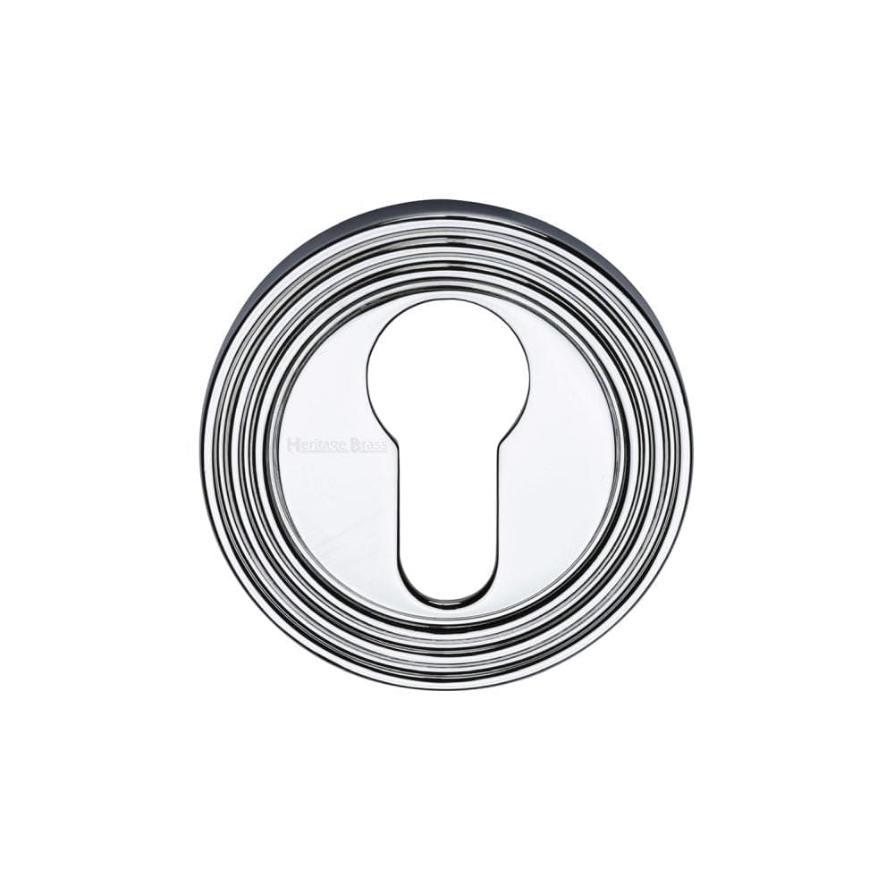 Heritage Brass Door Furniture Polished Chrome / Euro Profile Escutcheons Heritage Brass - Euro Profile Cylinder Escutcheon Polished Chrome Finish