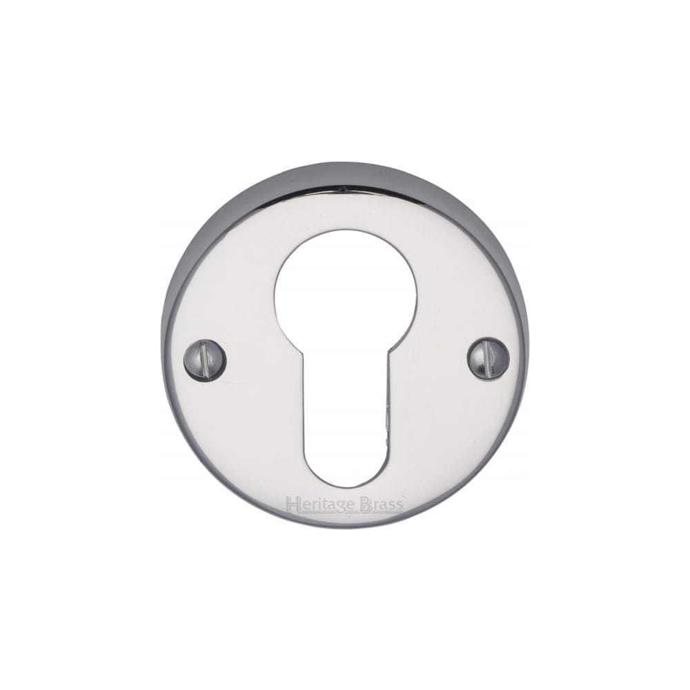 Heritage Brass Door Furniture Polished Chrome / Euro Profile Escutcheons Heritage Brass - Euro Profile Cylinder Escutcheon Polished Chrome Finish