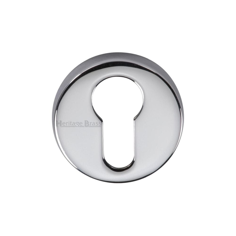 Heritage Brass Door Furniture Polished Chrome / Euro Profile Escutcheons Heritage Brass - Euro Profile Cylinder Escutcheon Polished Chrome Finish