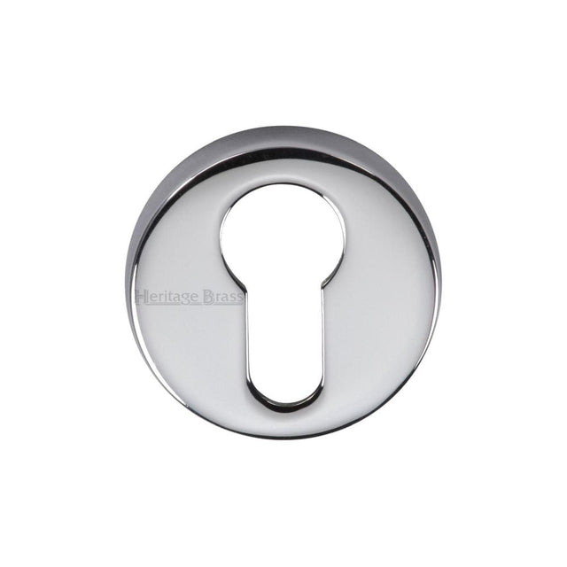 Heritage Brass Door Furniture Polished Chrome / Euro Profile Escutcheons Heritage Brass - Euro Profile Cylinder Escutcheon Polished Chrome Finish